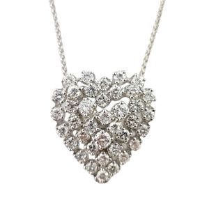 14 Karat White Gold Round Brilliant Diamond Heart Pendant 2.30ct Necklace #13137